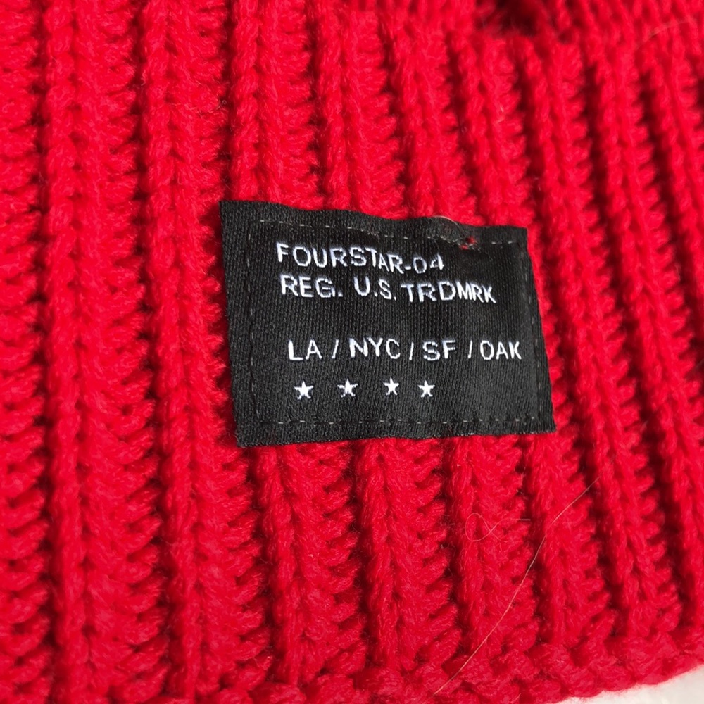 NWOT Four Star Beanie Bright Red - Picture 2 of 3